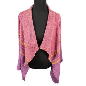 Ayma Argentina Womens Small Pink Purple Textured Knit Open Frnt Cardigan Sweater